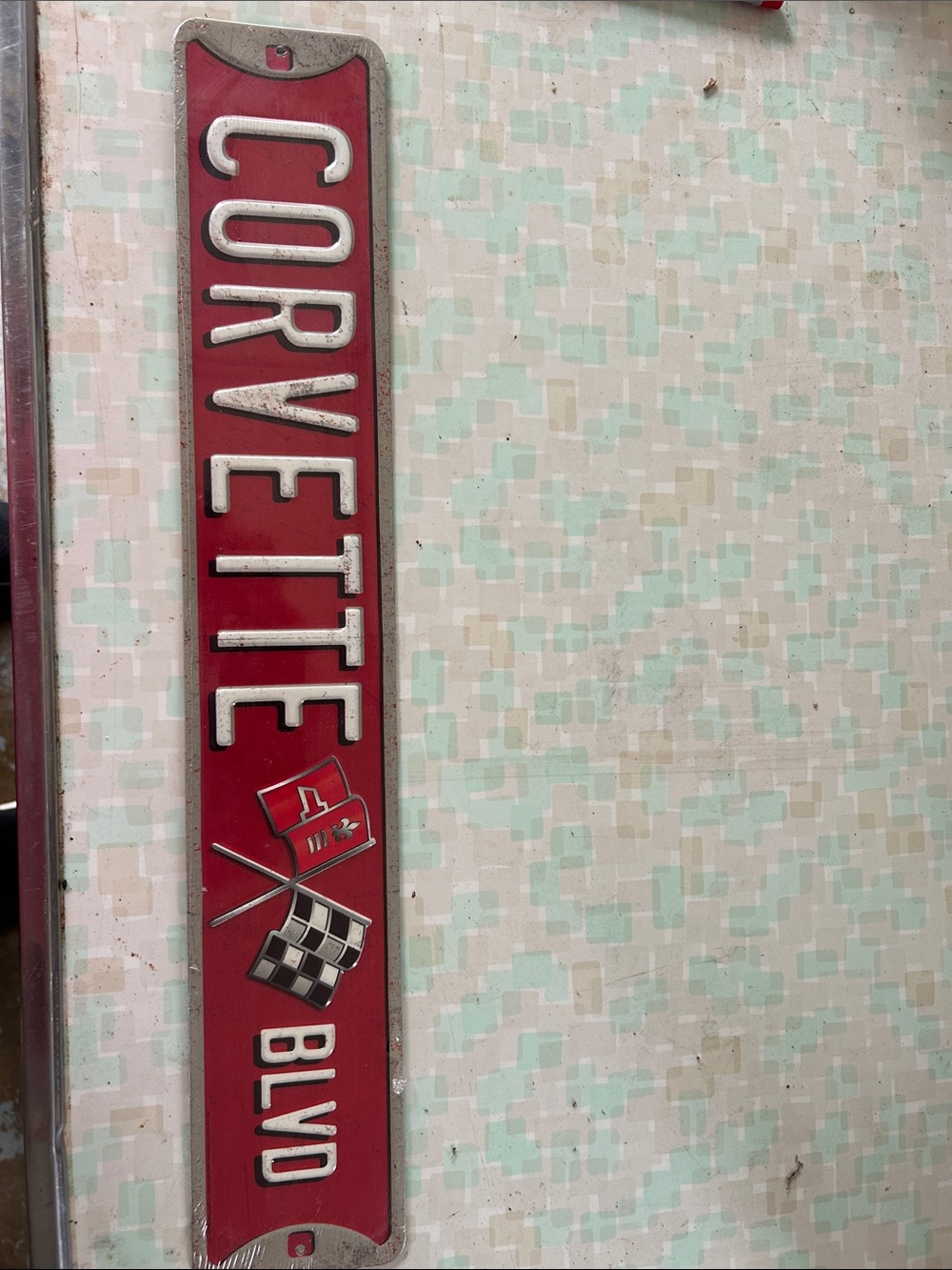 Rare Automobile Sign Corvette Blvd. 20 inches long  upc 810914021349
